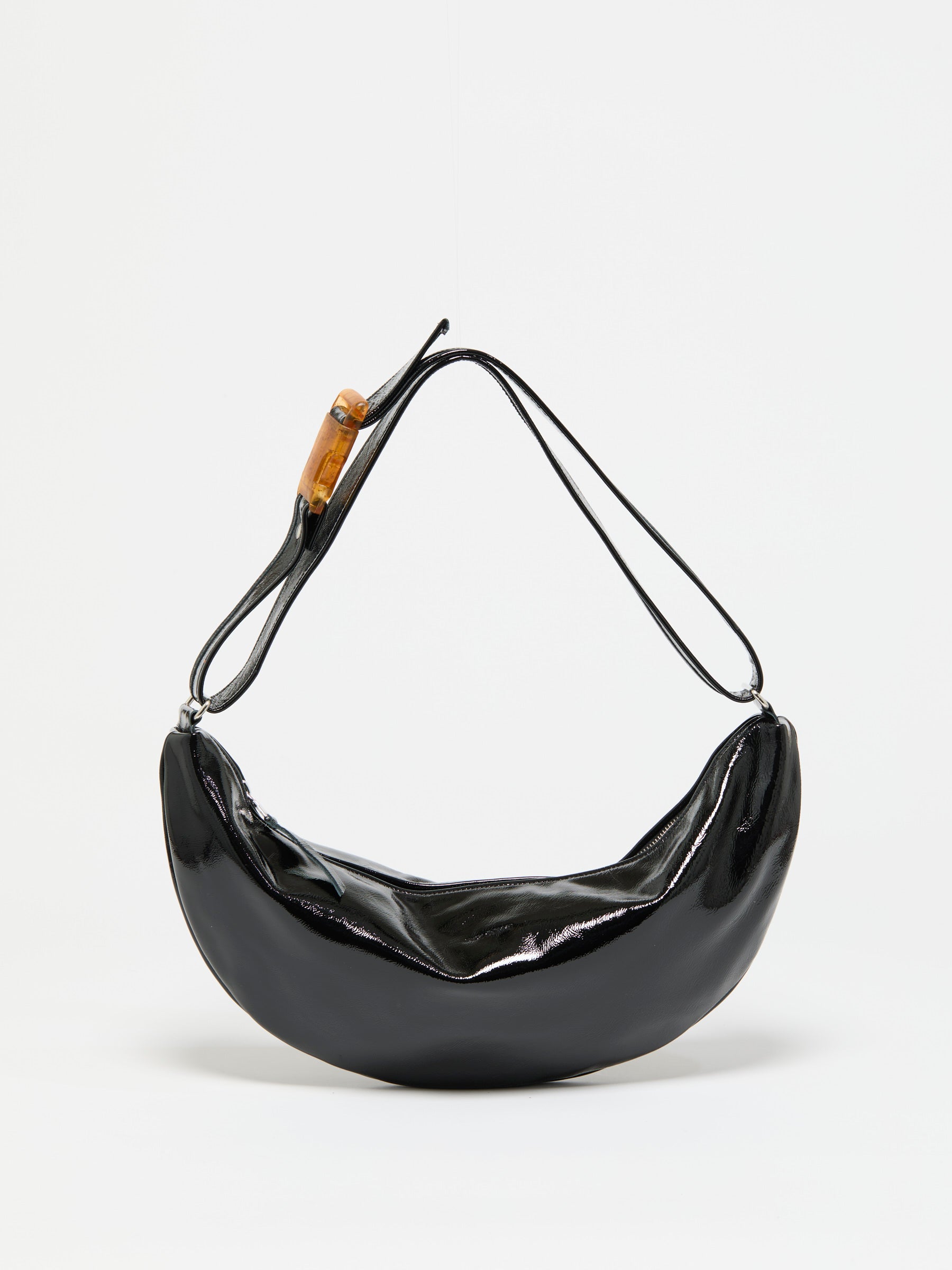 SAC DEMI-LUNE PETIT LUNA CUIR VERNIS