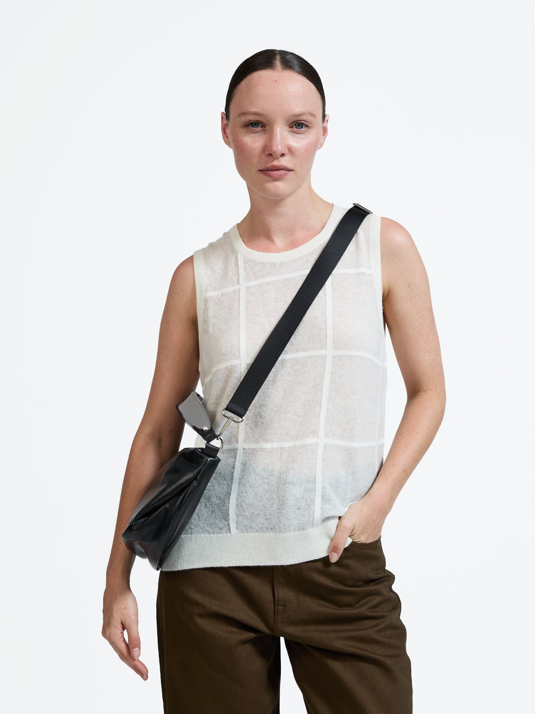 SAC DEMI-LUNE PETIT CHARLIE LIGHT LEATHER