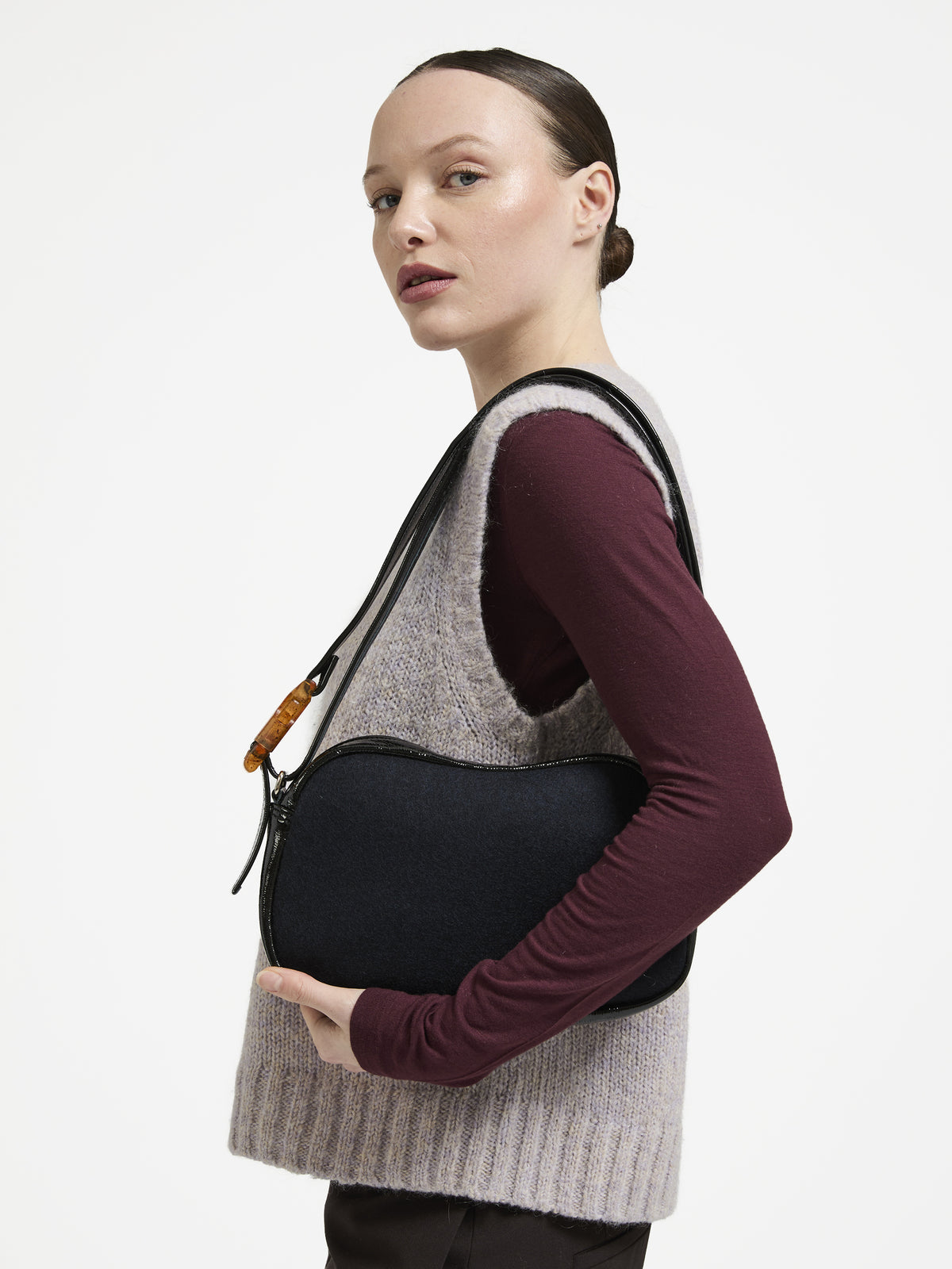 SAC BOWLING PETIT LEBOWL CUIR VERNIS & LAINE