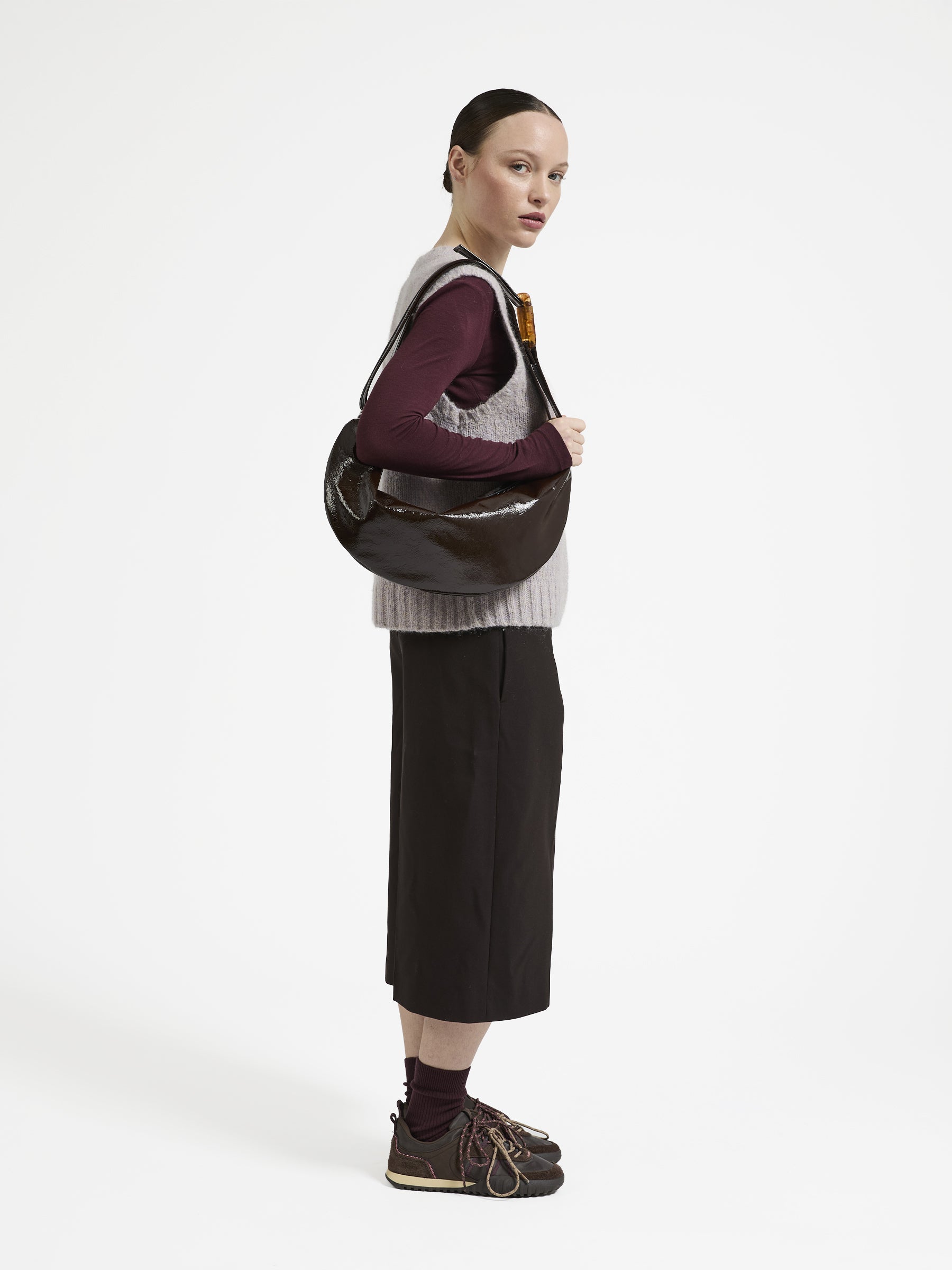 SAC DEMI-LUNE PETIT LUNA CUIR VERNIS