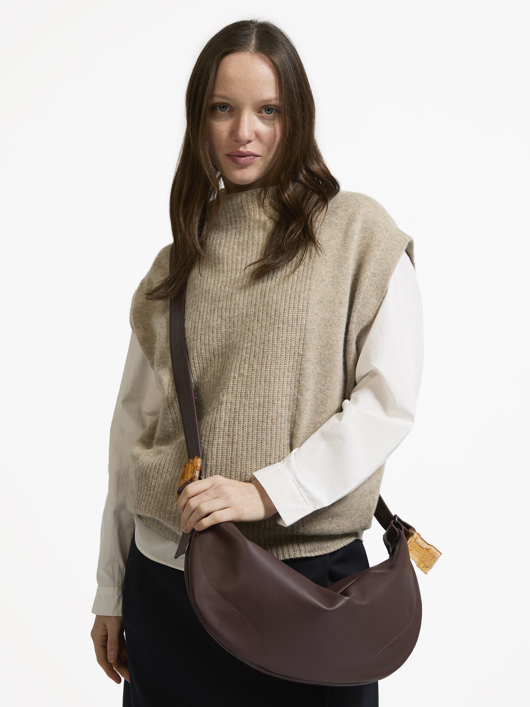 ELLE LEATHER HALF-MOON BAG