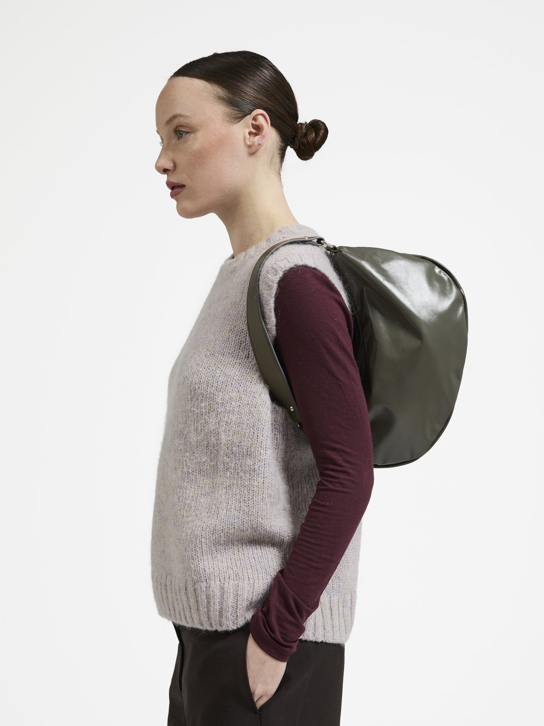 SAC DEMI-LUNE PETIT CHARLIE LIGHT LEATHER